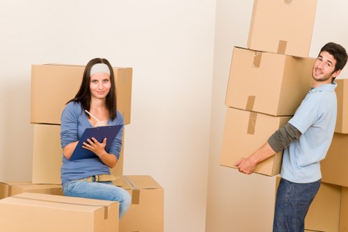 Packed boxes and household items prepared for transport in Westealing