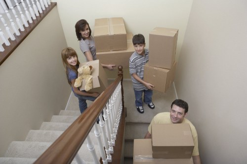 Securely packed items being handled with care inside a removals van